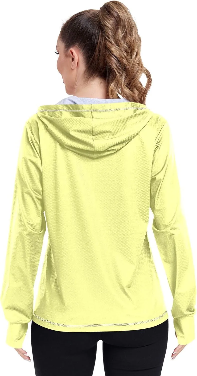 Womens Lightweight Hoodie Long Sleeve Sun Shirts UPF 50  Protection Light Sweatshirt Hiking Outdoor