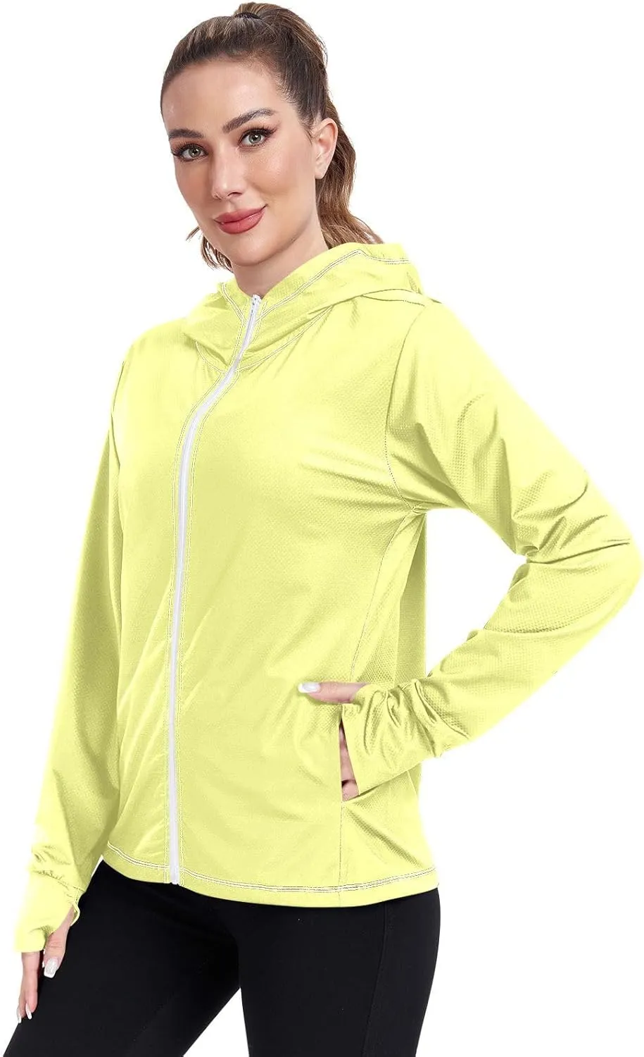 Womens Lightweight Hoodie Long Sleeve Sun Shirts UPF 50  Protection Light Sweatshirt Hiking Outdoor