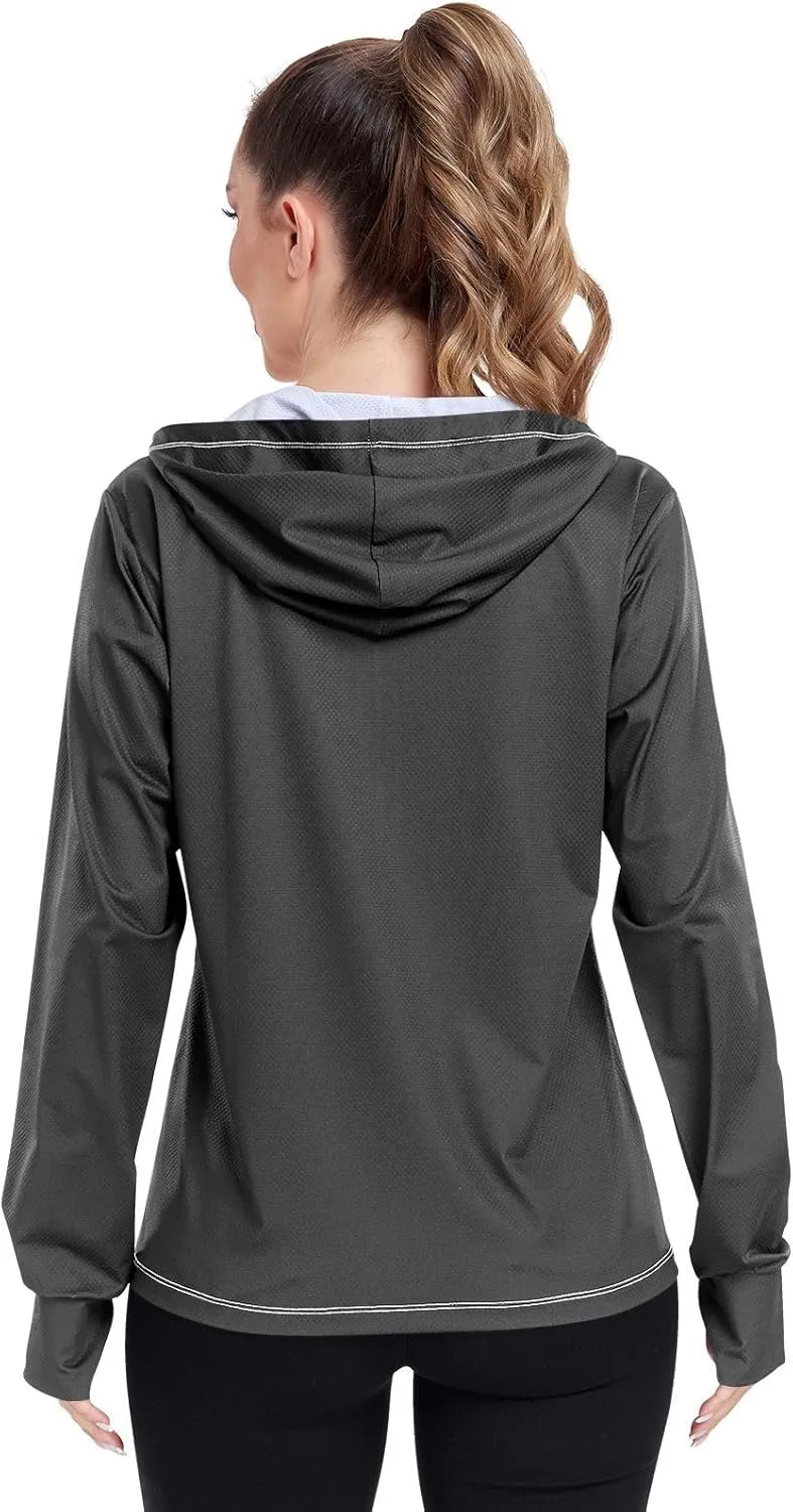 Womens Lightweight Hoodie Long Sleeve Sun Shirts UPF 50  Protection Light Sweatshirt Hiking Outdoor