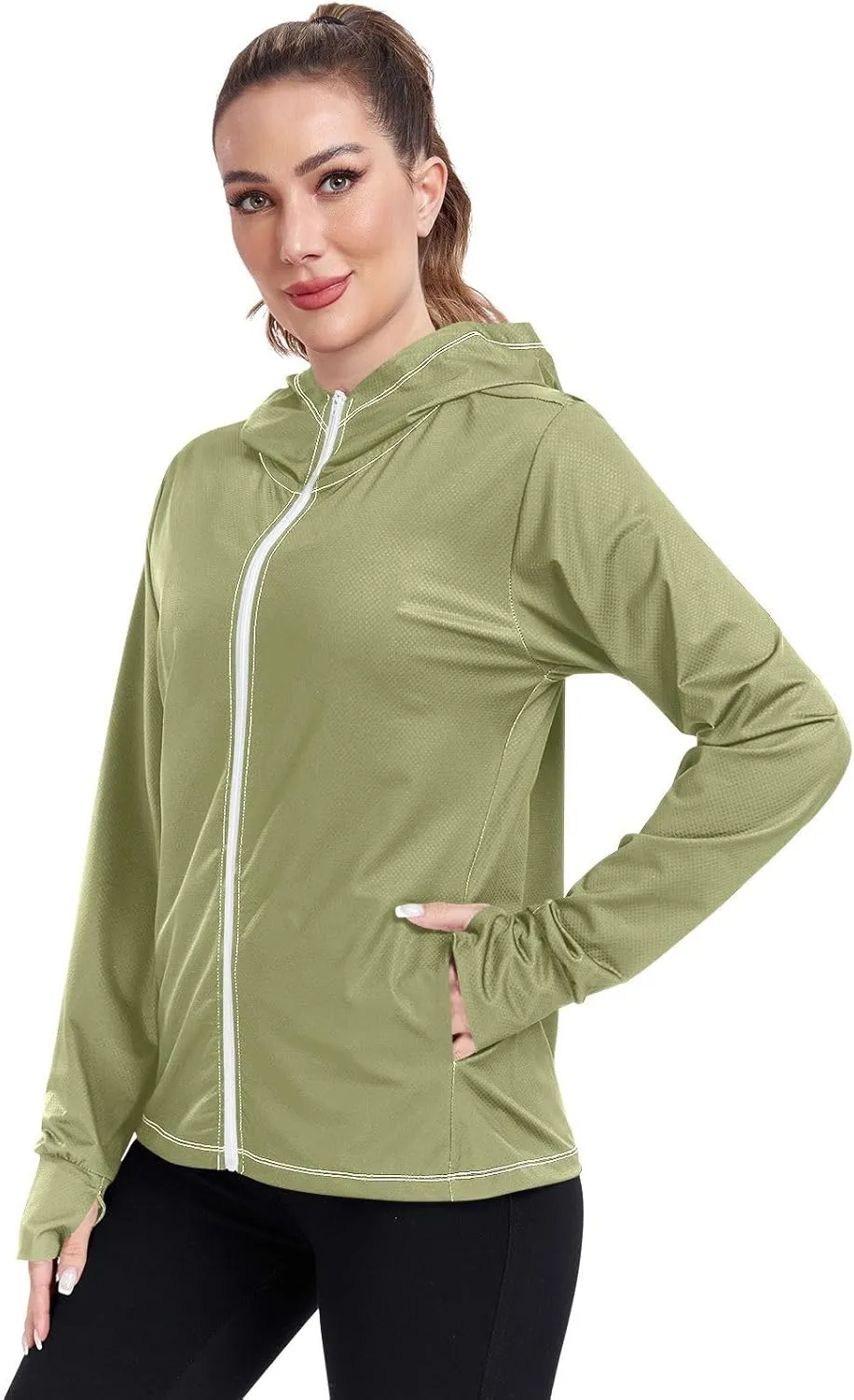 Womens Lightweight Hoodie Long Sleeve Sun Shirts UPF 50  Protection Light Sweatshirt Hiking Outdoor