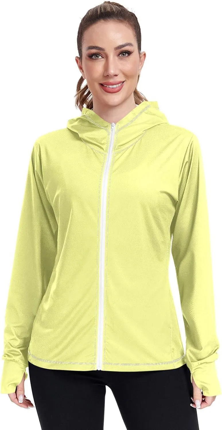 Womens Lightweight Hoodie Long Sleeve Sun Shirts UPF 50  Protection Light Sweatshirt Hiking Outdoor