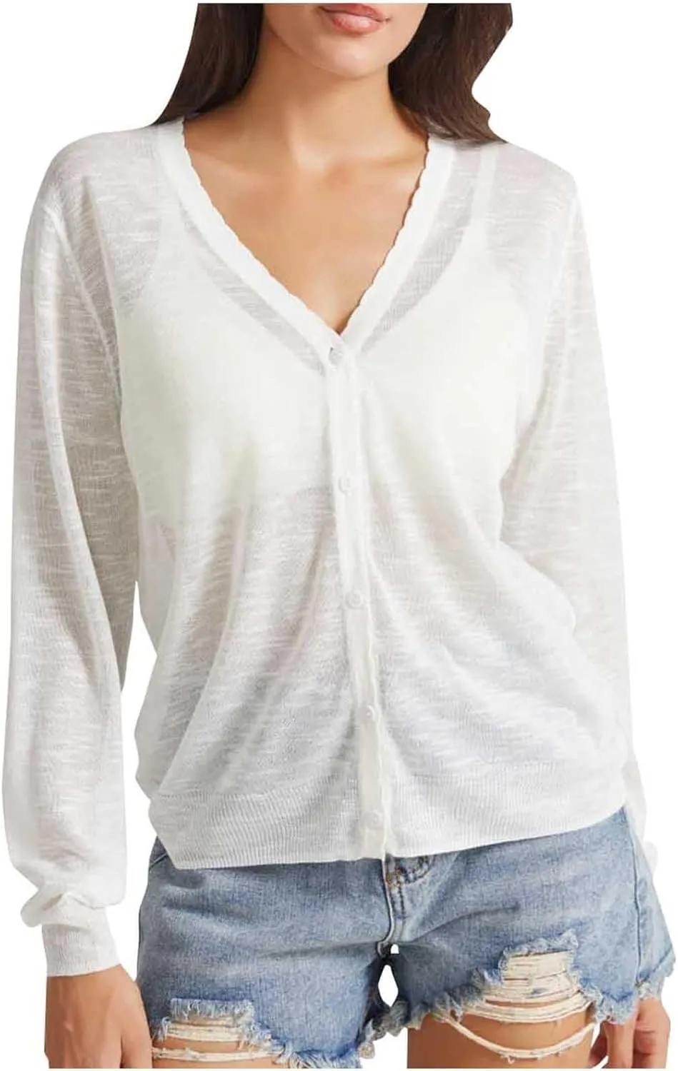 Women's Sheer Sun Protection Jacket Lightweight Long Sleeve Sun Shirt Breathable See Through Button Down Tops