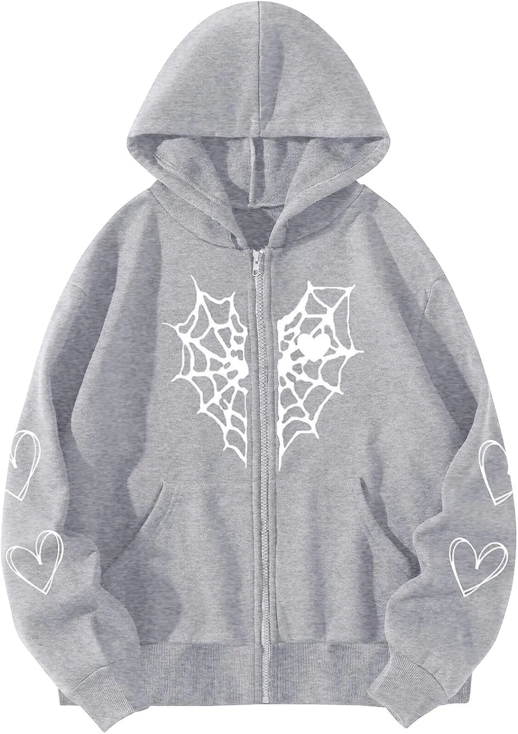 Y2K Hoodies for Women Pullover Print Graphic Pockets Hooded Jacket 90s Long Sleeve Sweatshirt Fall Drop Shoulder with Hood