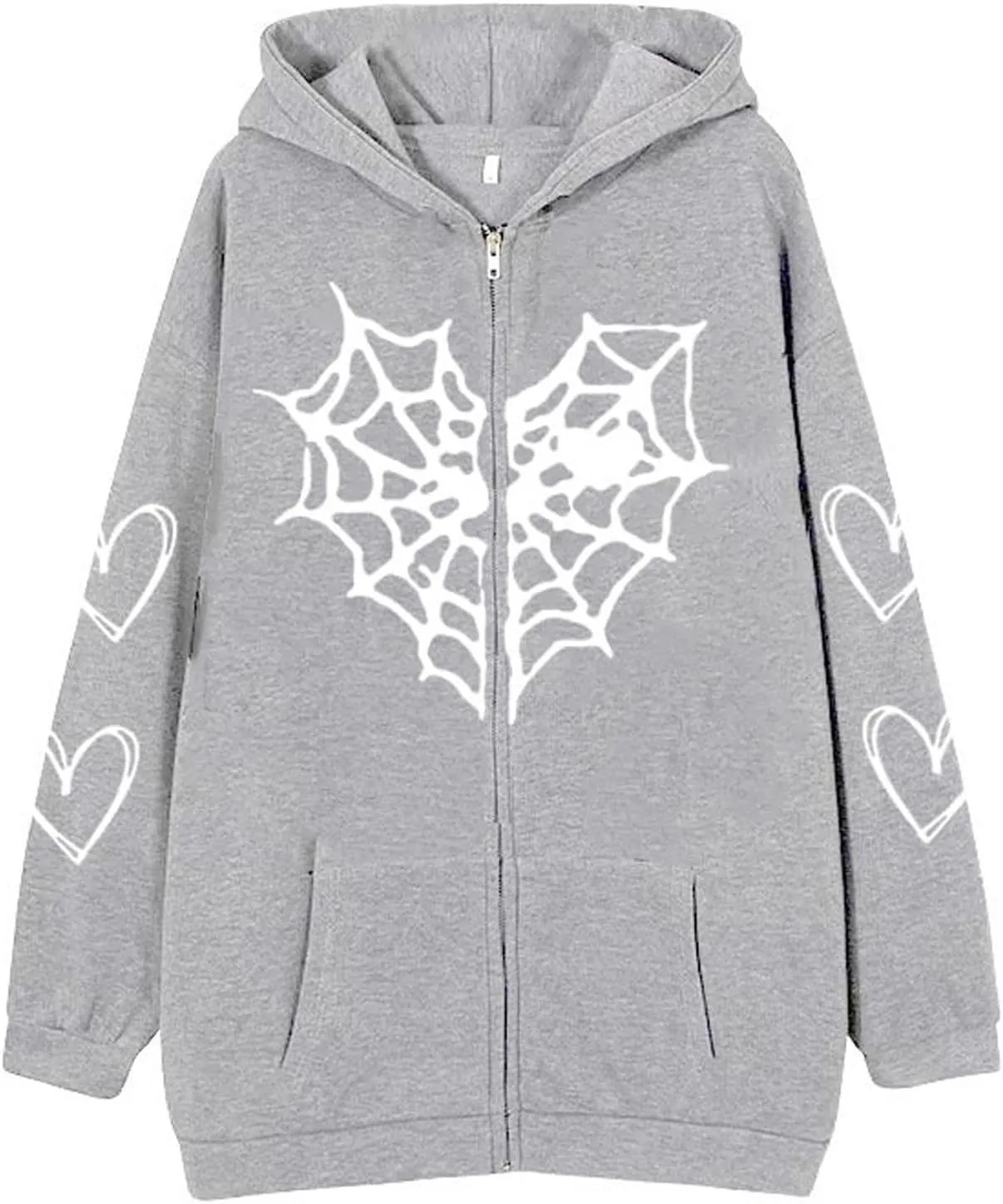 Y2K Hoodies for Women Pullover Print Graphic Pockets Hooded Jacket 90s Long Sleeve Sweatshirt Fall Drop Shoulder with Hood